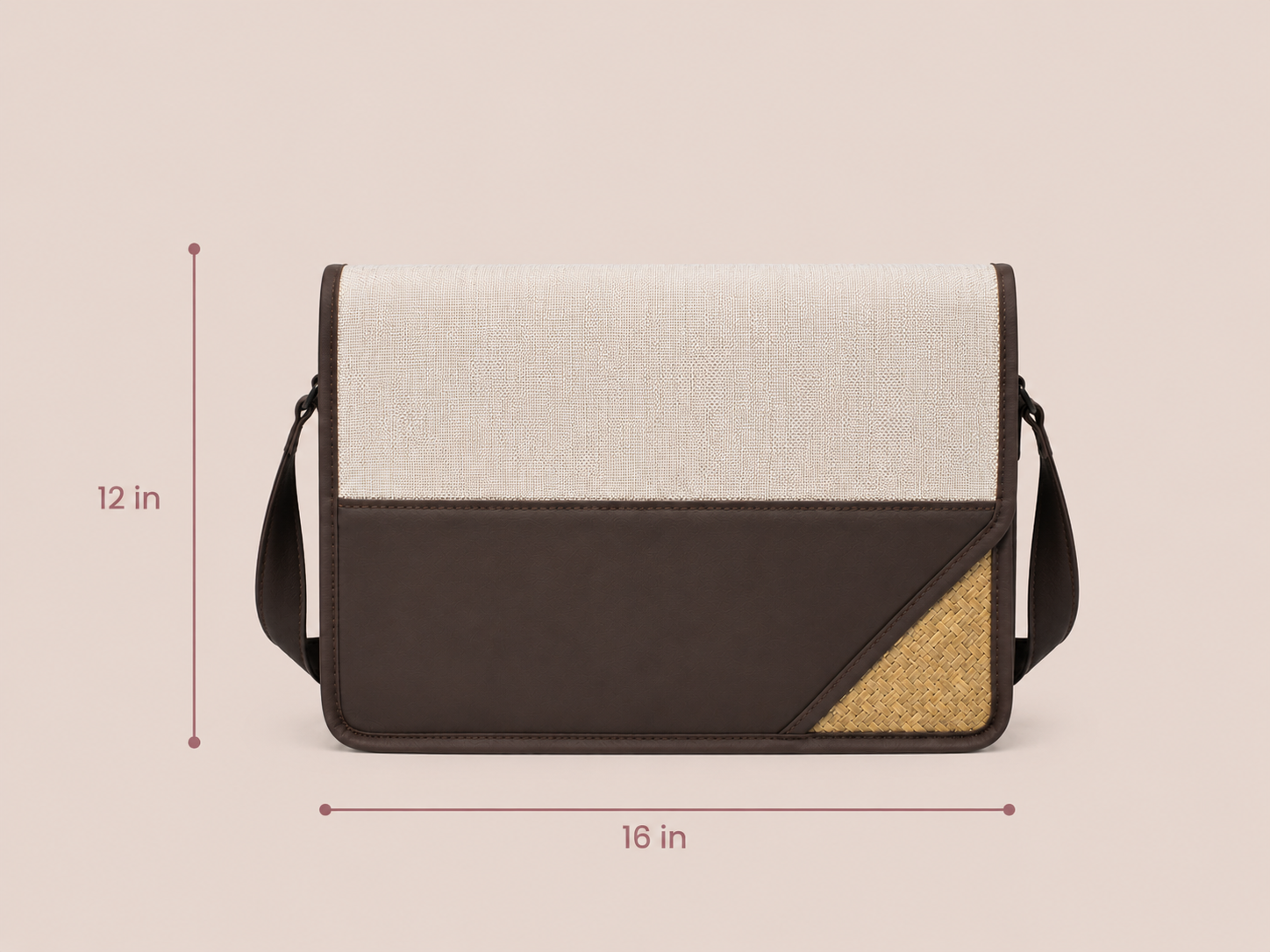 Unisex Dark Brown Laptop Bag – Bamboo Weave Design