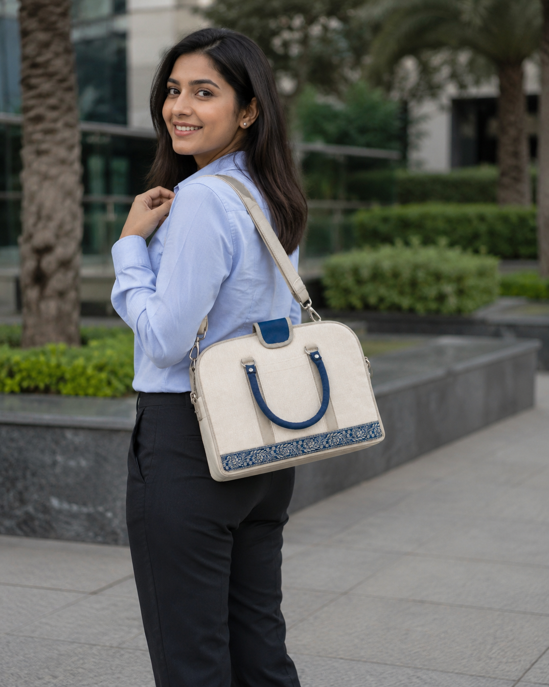 Stylish Blue Laptop Bag for Men and Women