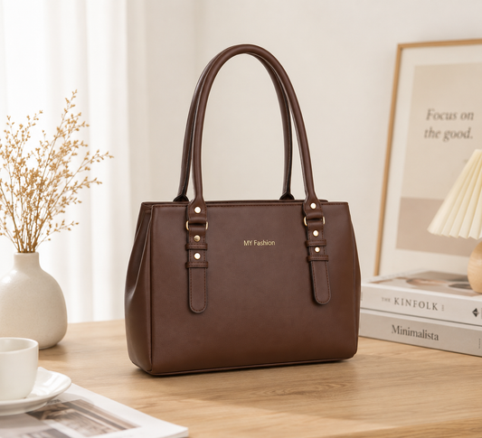 Women's Brown PU Leather Shoulder Handbag