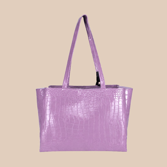 Aesthetics Croco Handbags and Tote Bag for Women and Girls (Pink)