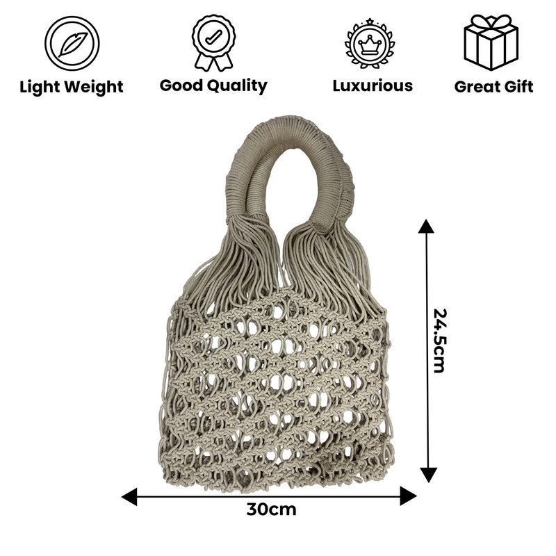 Handwoven Macrame Beach Bag for Women (BeachGlow)
