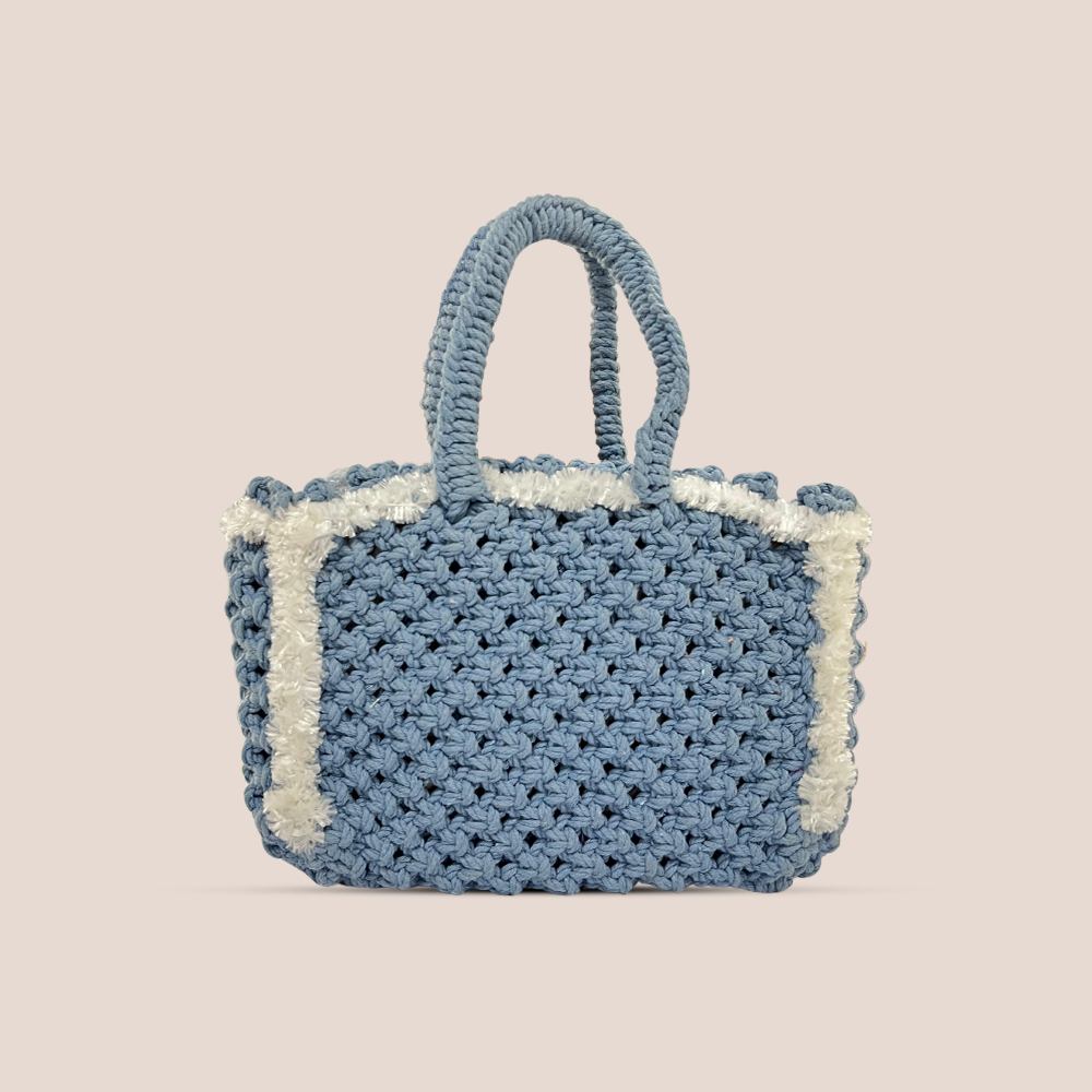 Maresse Handcrafted Bohemian Blue Crochet Bag with Tassel (Blue Wave)