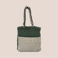 Handcrafted White and Olive Green Macrame Bag for Women ( OliveFrost)