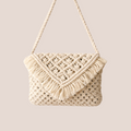Handcrafted Beige Macrame Crossbody Bag for Women (Nomad)