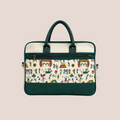 Maresse Green Printed Jute Laptop Bag for Men and Women