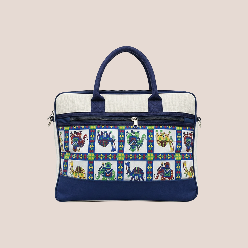Blue Rajasthani Jute Laptop Bag – Unisex