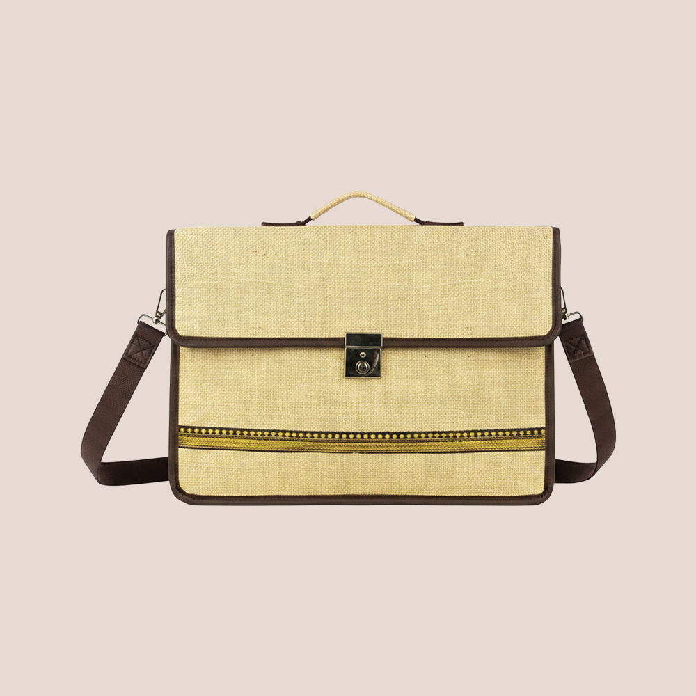 Eco-Friendly Unisex Brown Jute Laptop Bag
