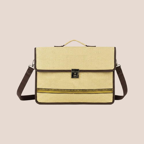 Eco-Friendly Unisex Brown Jute Laptop Bag