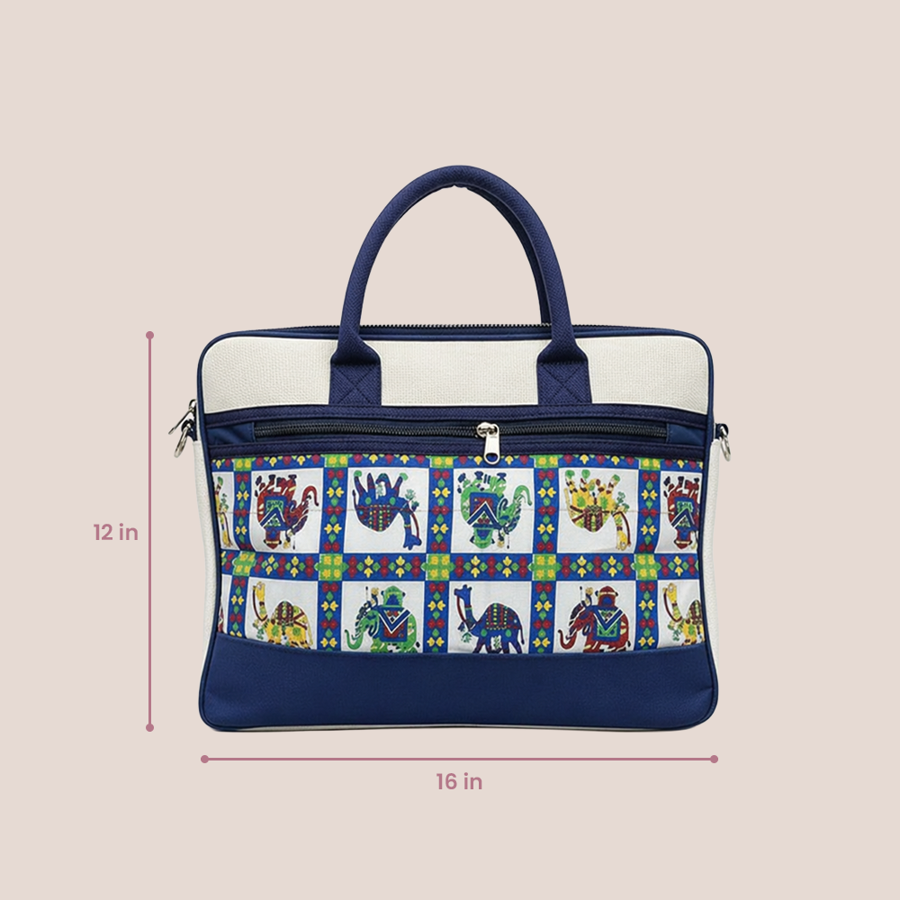 Blue Rajasthani Jute Laptop Bag – Unisex
