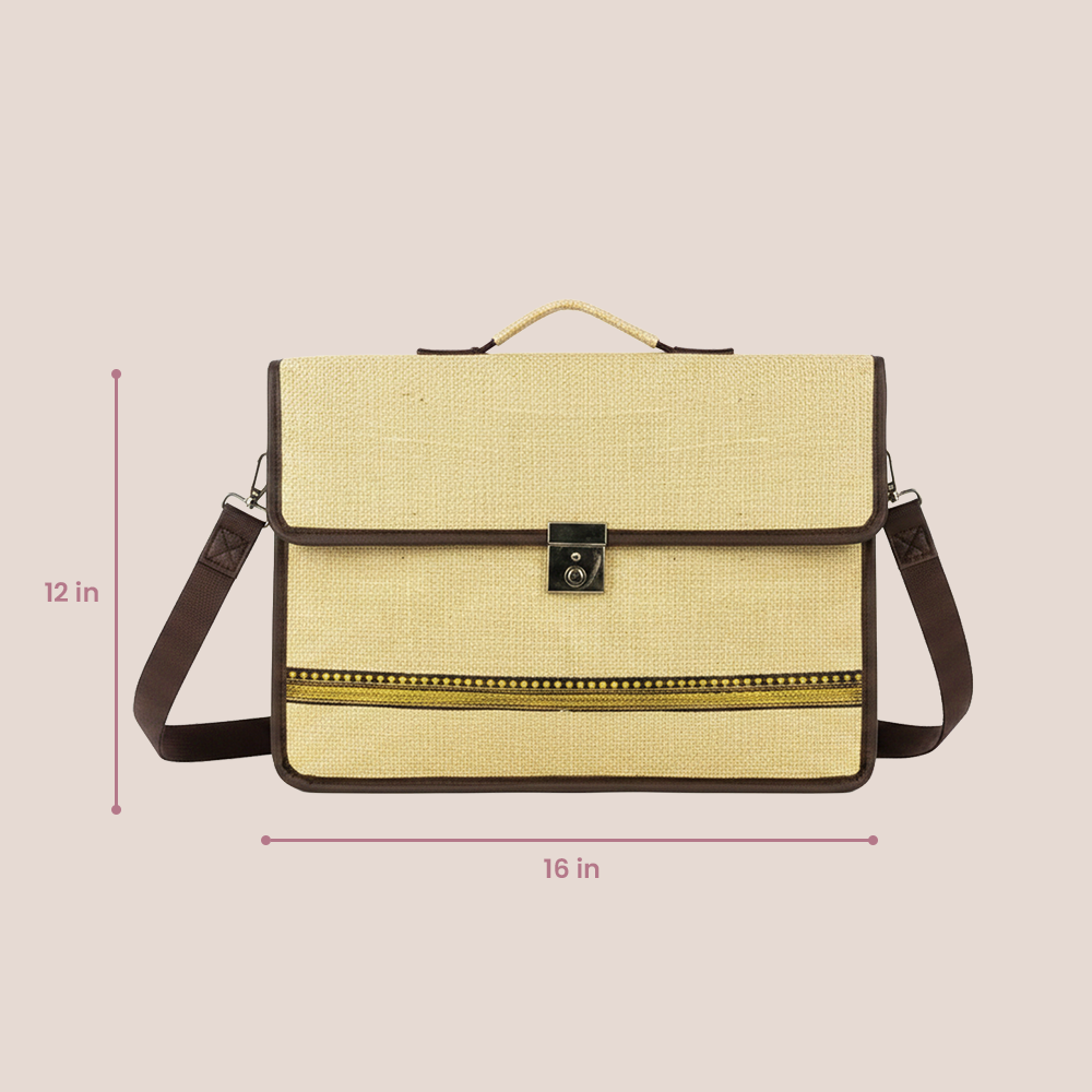 Eco-Friendly Unisex Brown Jute Laptop Bag
