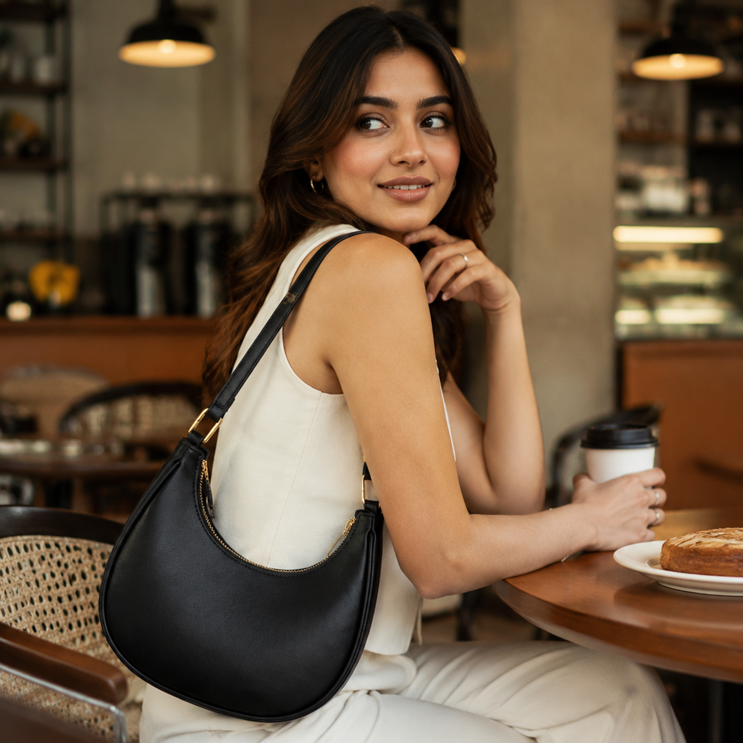 Black trending sling bag for girls women free size