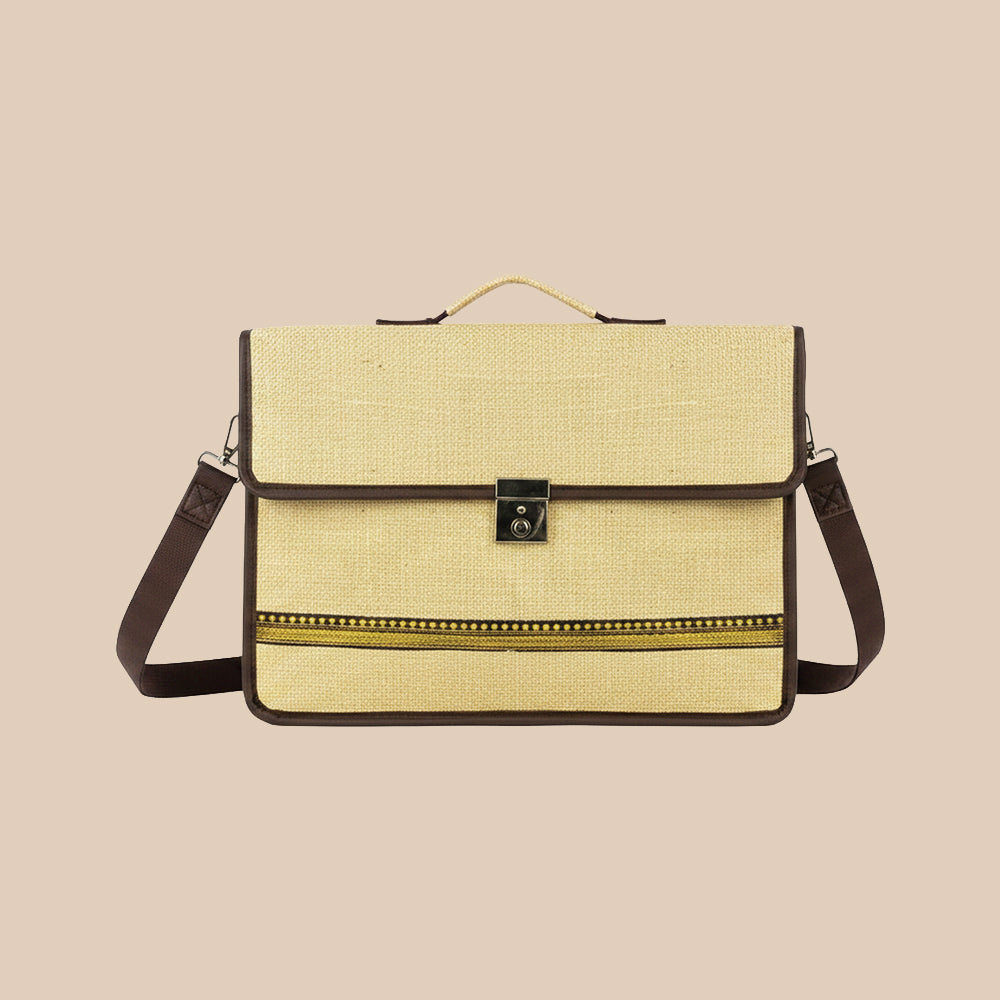 Eco-Friendly Unisex Brown Jute Laptop Bag