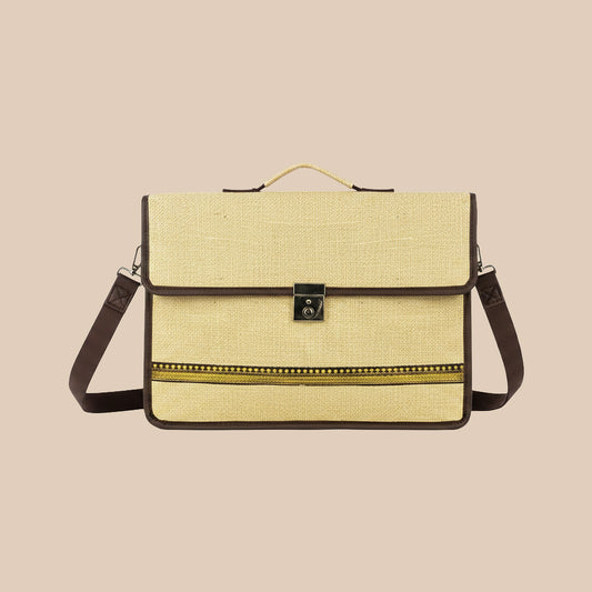 Eco-Friendly Unisex Brown Jute Laptop Bag