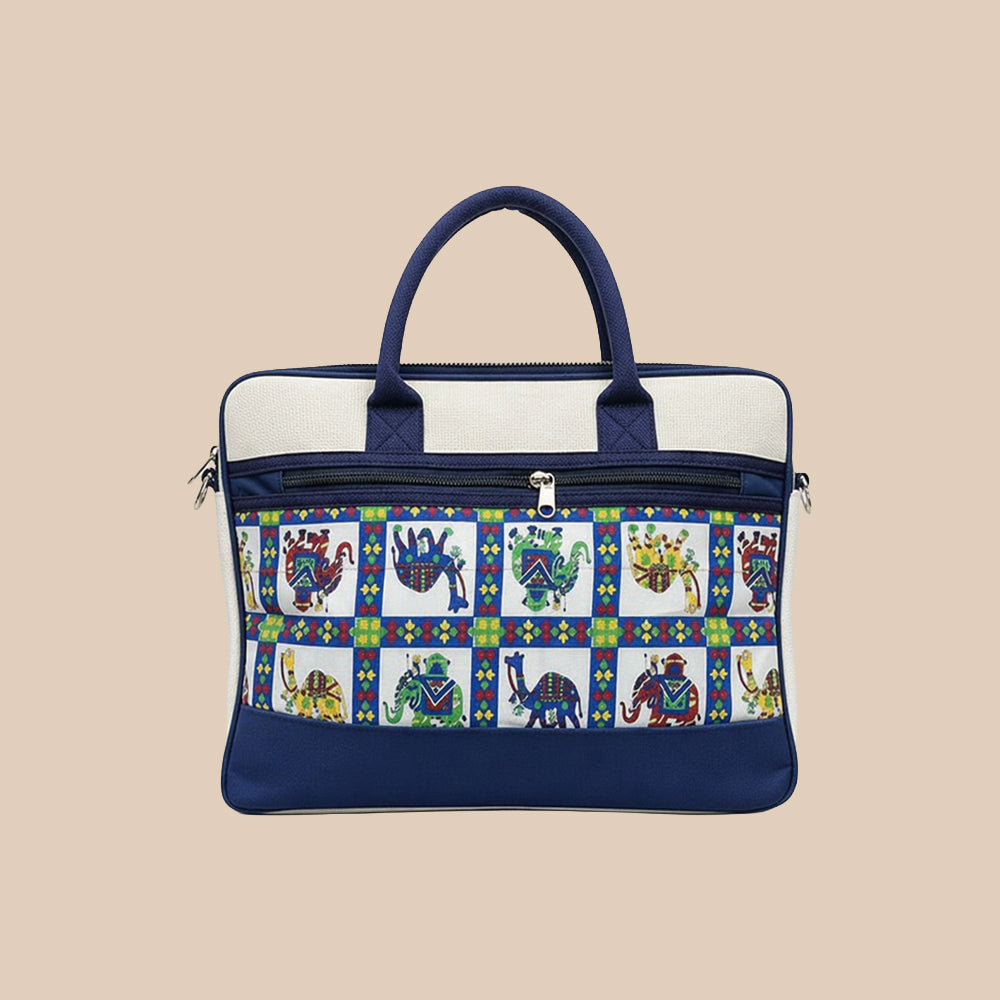 Blue Rajasthani Jute Laptop Bag – Unisex