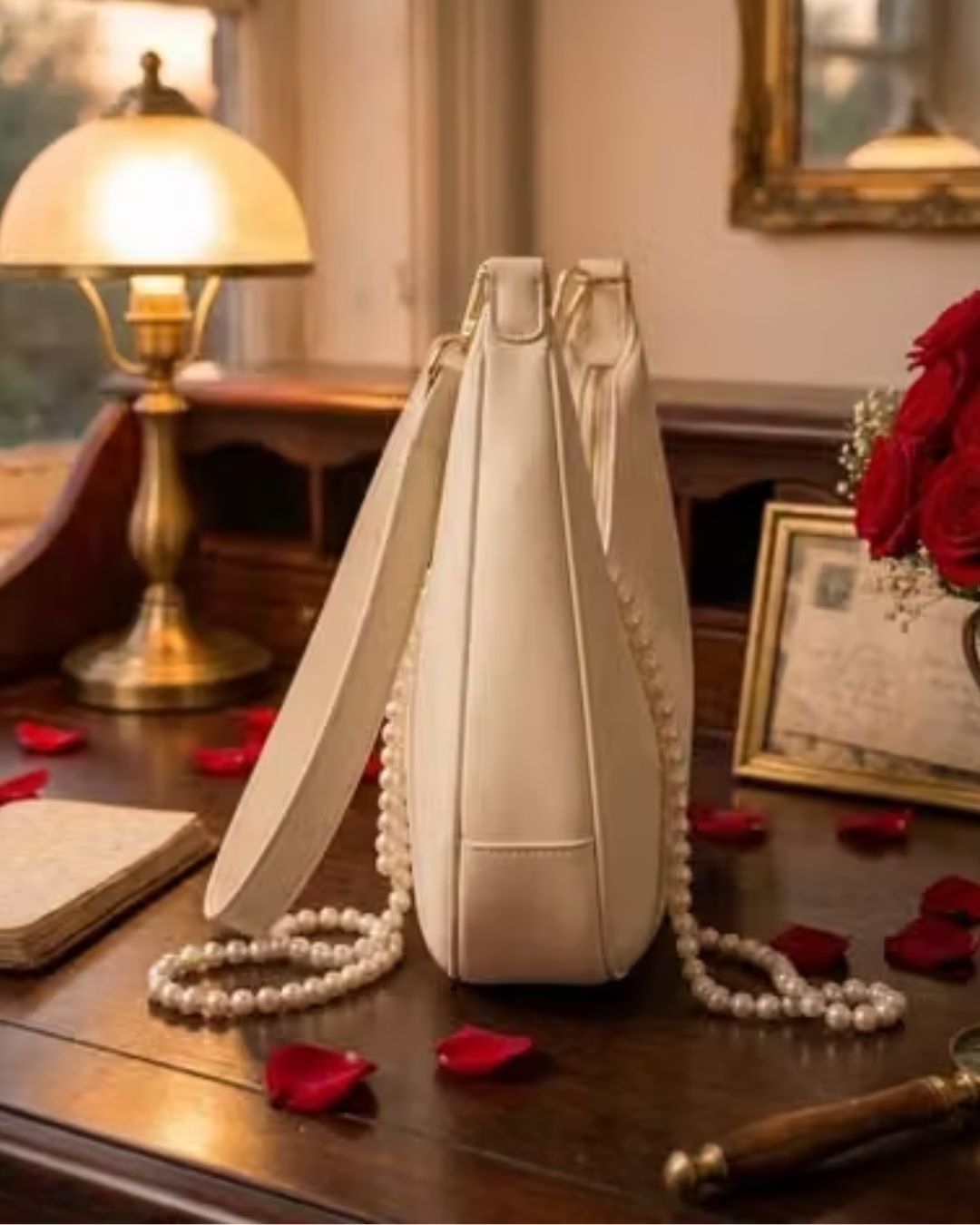 Women's White PU Leather Hobo Shoulder Bag