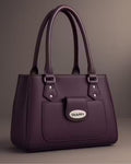 Women's Deep Plum PU Leather Tote Handbag