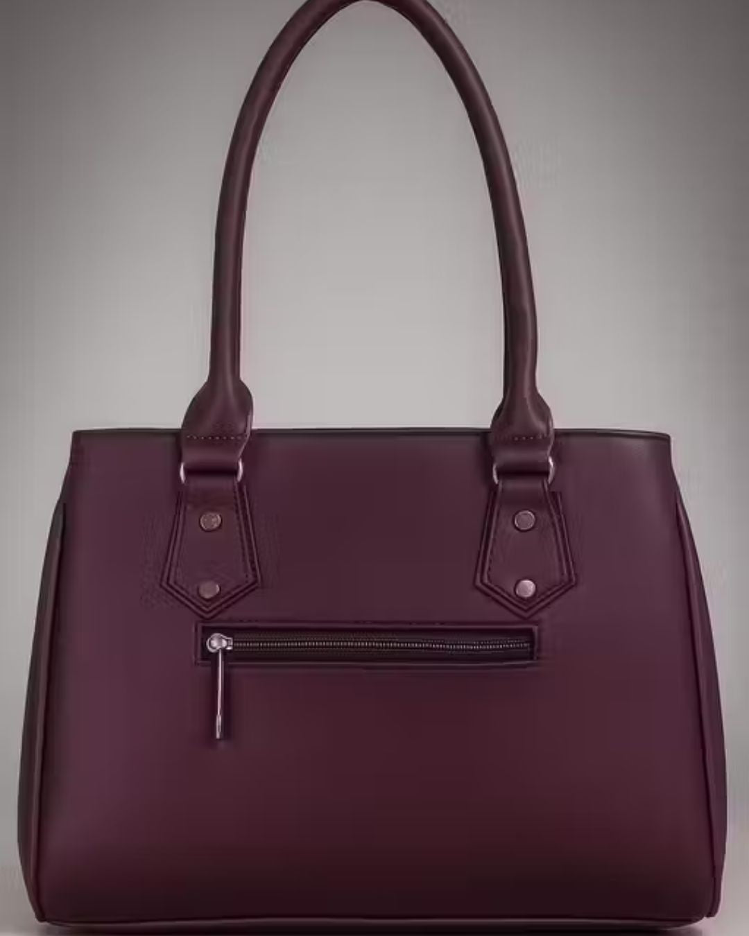 Women's Deep Plum PU Leather Tote Handbag