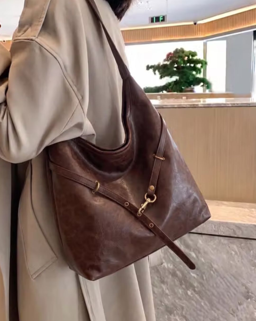 Women's Vintage Brown Hobo Shoulder Bag