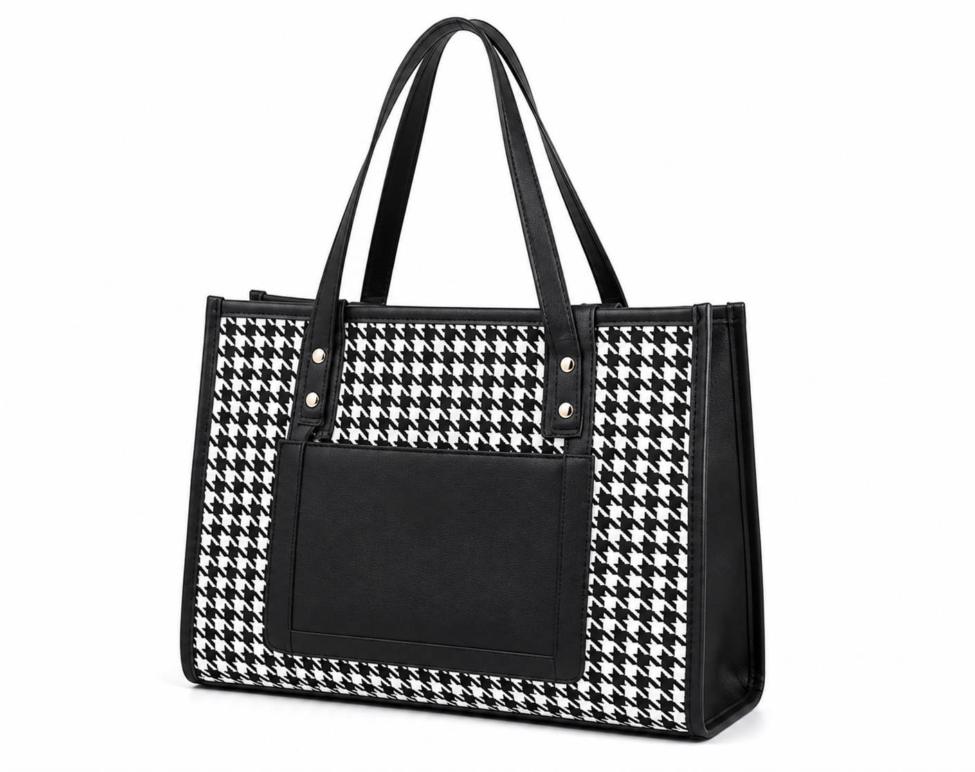 Women's Black & White Stylish PU Leather Tote Bag